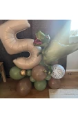 Laviyosa Büyük T-Rex Dinozor Balonlu Krem Yaş Folyo Balonlu Doğum Günü Parti Seti Süsü thumbnail 2