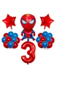 Bkmc Kırmızı Rakamlı Balon Seti Örümcek Adam Temalı Balon Doğum Günü Parti Seti Süsü thumbnail 4