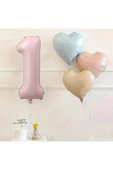 Laviyosa Pembe Rakam Folyo Balon Retro Mavi Pembe Satin Kalp Folyo Balon Doğum Günü Balon Seti thumbnail 3