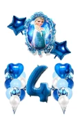 Bkmc Kız Çocukları İçin Mavi Rakam Balon Kalp Yıldız Folyo Balonlu Karlar Kraliçesi Doğum Günü Parti Seti thumbnail 2