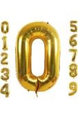 Bkmc 0 Yaş Rakam Folyo Balon Altın Renk 76 Cm 16 Inç -dogum Günü -parti-kutlama - 2