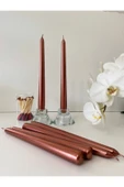 GİTA SHOPPİNG 2’li Metalik Parlak Uzun Bakır Renk Şamdan Mum - 1
