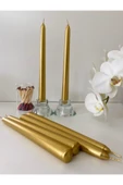 GİTA SHOPPİNG 2’li Metalik Parlak Uzun Altın Renk Şamdan Mum - 1