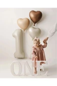 Bkmc Retro Pastel Kahve Tonlar  Yaş Folyolu 4 Parça Balon Seti - 2