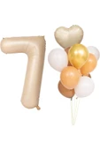 Bkmc Yaş Krem Folyo Balon Gold Karamel Beyaz Balon Seti Doğum Günü Parti Seti thumbnail 2