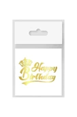 Bkmc 10 Adet Dövme Happy Bırthday Kraliçe Taçlı Varaklı Altın thumbnail 2