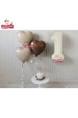 Bkmc 1 Yaş Retro Renkler Krem Kahve Tonlar Balon Seti - 1
