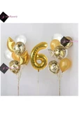 Bkmc 6 Yaş Gold Folyo Balon Şeffaf Balon Seti Doğum Günü Parti Seti thumbnail 1