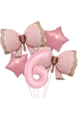 Bkmc 6 YAŞ PEMBE RENKLİ RETRO PEMBE FİYONKLU BALONLU DOĞUM GÜNÜ PARTİ SETİ SÜSÜ thumbnail 1
