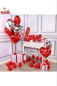 Bkmc Sevgililer Günü Kalp Folyolu Gümüş Kırmızı Set thumbnail 1