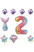 Bkmc 2 Yaş Gökkuşağı Deniz Kızı Balonları Doğum Günü Partisi Malzemeleri Doğum Günü Partisi Süslemeleri thumbnail 4