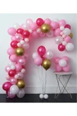 Bkmc 50 Adet Pembe Fuşya Beyaz Zincir Balon Seti thumbnail 2