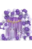 Bkmc Lüks Mor Lila Beyaz Doğum Günü Balon Zincir Seti thumbnail 1