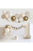 Bkmc KREM YAŞ RAKAM FOLYO BALONLU DOĞUM GÜNÜ PARTİ ZİNCİR SETİ SÜSÜ thumbnail 5