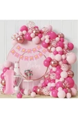 Bkmc 50 Adet Balonlu Pembe İyiki Doğdun Uzar Yazılı Lüks Doğum Günü Parti Seti Süsü thumbnail 3