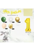 Bkmc SEVİMLİ TAVŞAN FOLYO BALONLU GOLD YAŞ BALONLU DOĞUM GÜNÜ PARTİ SETİ SÜSÜ thumbnail 2