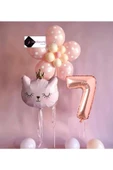 Bkmc 7 YAŞ ÇİÇEK KEDİ BALON DEMETİ DOĞUM GÜNÜ SÜSÜ DOĞUM GÜNÜ PARTİ SETİ - 1
