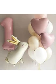 Bkmc YAŞ PEMBE FOLYOLU TAVŞAN FOLYOLU BALON DOĞUM GÜNÜ PARTİ SET SÜSÜ - 1