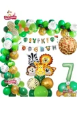 BKMC PARTY 7  Yaş Safari Partisi Malzemeleri Temalı Folyo Lüks Zincir Balon Seti Doğum Günü Parti Seti Süsü thumbnail 1