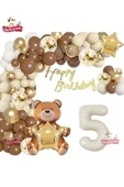 Bkmc LÜKS KAHVERENGİ OTURAN AYI KREM 5 YAŞ BALON SETİ DOĞUM GÜNÜ SÜSÜ PARTİ SETİ thumbnail 1