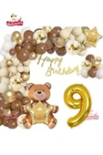 Laviyosa LÜKS KAHVERENGİ OTURAN AYI 9 YAŞ BALON SETİ DOĞUM GÜNÜ SÜSÜ PARTİ SETİ thumbnail 3