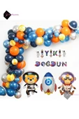 Laviyosa LÜKS Uzay Temalı Doğum Günü Seti 3 Adet Folyo, 45 Lateks Balon, Banner, Balon Zinciri, Balon Bandı thumbnail 2