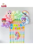 Bkmc LÜKS 9 YAŞ GÖKKUŞAĞI BANNERLI ARKAFONLU BEBEK FOLYOLU BALONLU DOĞUM GÜNÜ PARTİ SETİ SÜSÜ thumbnail 3