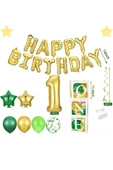 Bkmc EN DOLUSET Yeşil Gold Doğum Günü Konsepti One Kutulu Erkek ve Kızlar İçin Doğum Günü süsü Parti Seti thumbnail 6