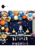 Laviyosa LÜKS Uzay Temalı Doğum Günü Seti 3 Adet Folyo, 45 Lateks Balon, Banner, Balon Zinciri, Balon Bandı thumbnail 1