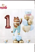 Bkmc SEVİMLİ TEDDY BEAR AYI FOLYOLU 1 YAŞ KAHVE FOLYOLU DOĞUM GÜNÜ PARTİ SETİ SÜSÜ thumbnail 3