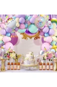 Bkmc 1 Yaş Ve 3 Harfli Gökkuşağı Konsepti Unicorn Temalı Makaron Balon Doğum Günü Parti Kutlama Seti - 2