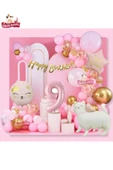 Bkmc Yıldız ve Kedi Folyo Pembe 9 Yaş Folyo Balonlu İyi Ki Doğdun Yazılı Pembe Gold Doğum Günü Parti Seti - 2
