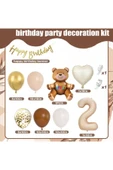 Bkmc Ayıcık Folyolu Yaş Balonlu 2 Yaş Erkek Kız Çocuğu Dekorasyon Doğum günü Parti Seti Süsü thumbnail 3