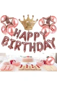 Bkmc Kral Taçlı Balon Zinciri Doğum Günü Seti Iyi Ki Doğdun Doğum Günü Lüks Set Rose Gold thumbnail 1