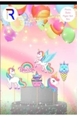 Bkmc 6 adet, Unicorn Temalı Doğum Günü Pasta Süsü Unicorn Baby Pasta Süsü - 6