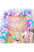 Bkmc Unicorn Temalı 50 Adet Balonlu Doğum Parti Konsepti - 2