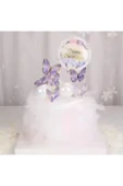 Bkmc Pembe Happy Birthday Yuvarlak Kelebek Pasta Topper Kelebekler Dekorasyon Malzemeleri Pasta Süsü - 7