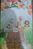 Bkmc 6 adet, Safari Temalı Doğum Günü Pasta Süsü Safari Baby Animal Pasta Süsü - 1