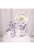 Bkmc Pembe Happy Birthday Yuvarlak Kelebek Pasta Topper Kelebekler Dekorasyon Malzemeleri Pasta Süsü - 4