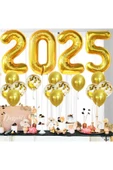 Bkmc Gold 2025 Balonları 18'li Paket  Yılbaşı Gecesi Parti Malzemeleri İçin Mutlu Yıllar Balonları Süsü thumbnail 5