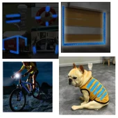 Yapışkanlı 5 Metre Mavi Renk Şerit Bant Parlayan Reflektörlü En 5 cm Onaysız Reflektif İkaz Bandı - 7