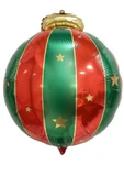Bkmc Yeni Yıl Konsepti Kırmızı Yeşil Renkli Dekor Süsü Yılbaşı Top Folyo Balon thumbnail 1