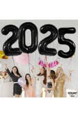 Bkmc Yeni Yıl Büyük 2025 FolyoBalonları 34 İnç Mutlu Yıllar Süslemeleri Yılbaşı Arifesi Parti Malzemeleri - 3