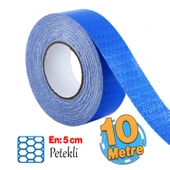 Yapışkanlı 10 Metre Mavi Renk Şerit Bant Parlayan Reflektörlü En 5 cm Onaysız Reflektif İkaz Bandı - 1