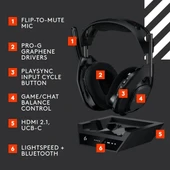 Logitech G Astro A50 X LIGHTSPEED Kablosuz Oyun Kulaklığı + Baz İstasyonu - 11