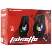 Rampage RMS-G7 FALSETTO 2.0 6 Watt RGB Ledli Kırmızı Multimedia Gaming USB Speaker - 6