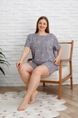 Nisanca  Büyük Beden Kısa Kol Şortlu Kadın Pijama Takımı - 7
