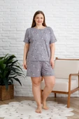 Nisanca  Büyük Beden Kısa Kol Şortlu Kadın Pijama Takımı - 4