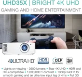 Optoma UHD38x Parlak, Gerçek 4K UHD Oyun Projektörü - 2