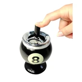 Perlotus Çelik Siyah Bilardo Top Dizayn Yuvarlak Basmalı Küllük Pratik Kül Tablası - 3